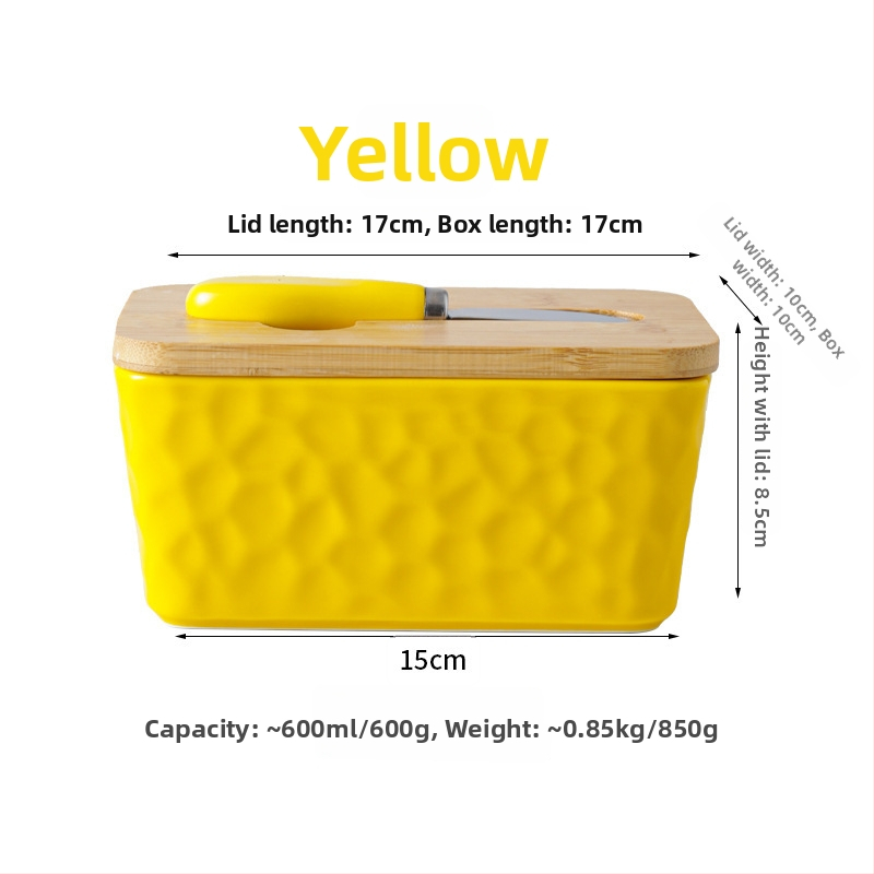 Mr. Yigua keramická dóza na maslo s nožom, dreveným viečkom, uzavretá, s veľkou kapacitou