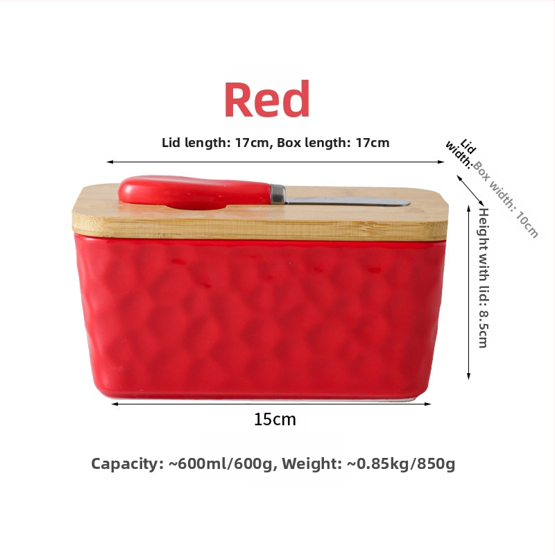 Mr. Yigua keramická dóza na maslo s nožom, dreveným viečkom, uzavretá, s veľkou kapacitou