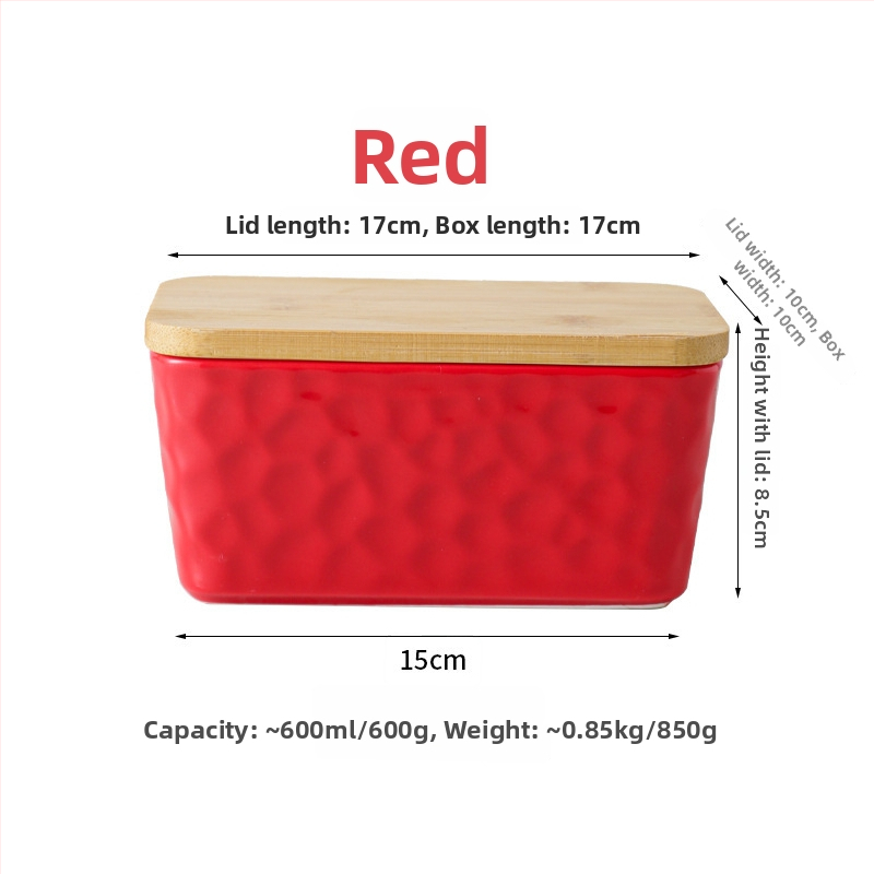 Mr. Yigua keramická dóza na maslo s nožom, dreveným viečkom, uzavretá, s veľkou kapacitou