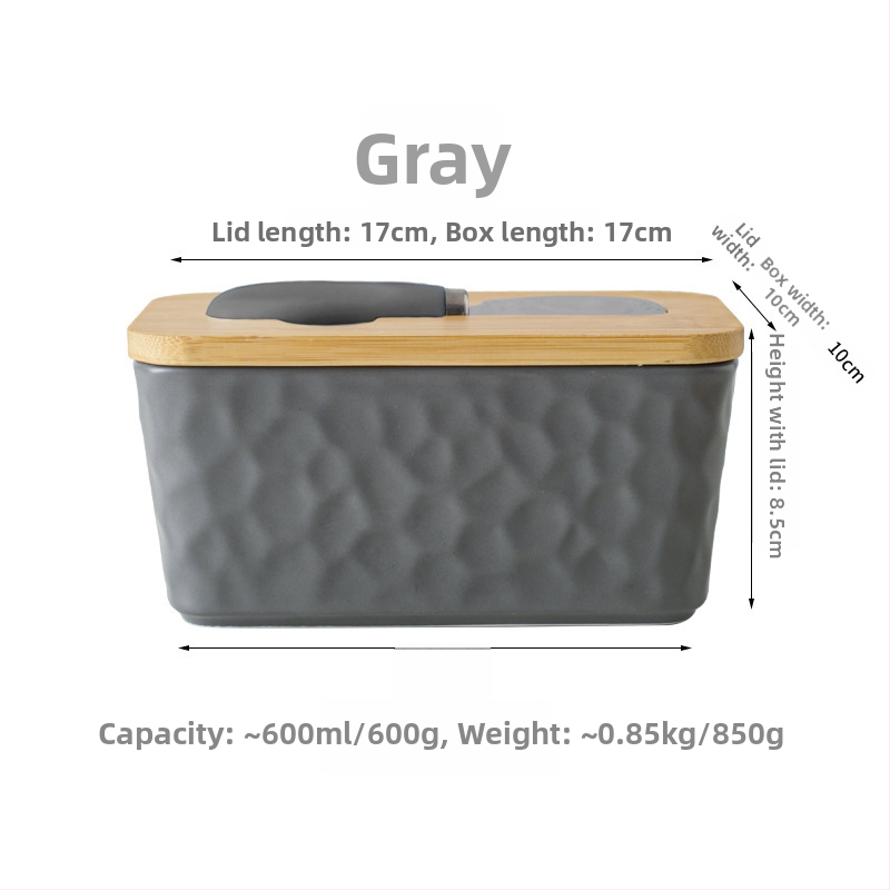 Mr. Yigua keramická dóza na maslo s nožom, dreveným viečkom, uzavretá, s veľkou kapacitou