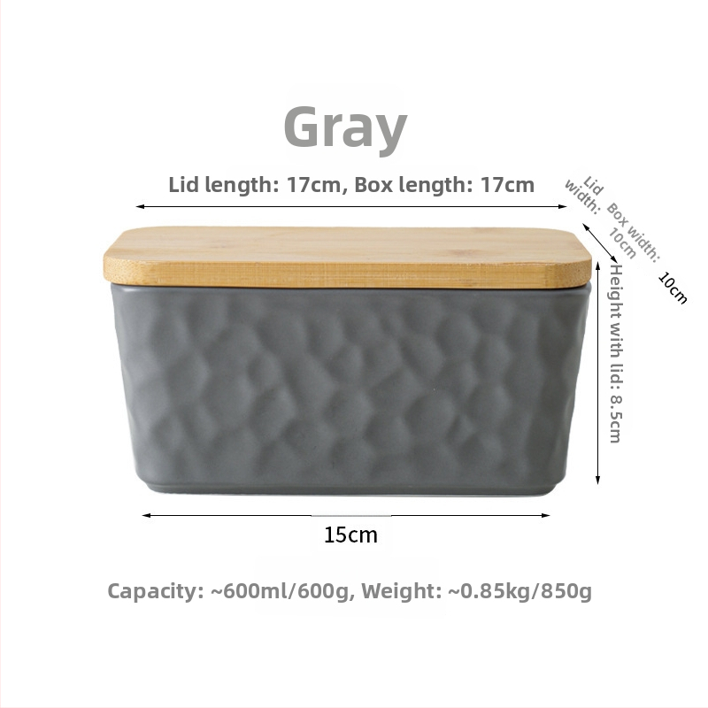 Mr. Yigua keramická dóza na maslo s nožom, dreveným viečkom, uzavretá, s veľkou kapacitou