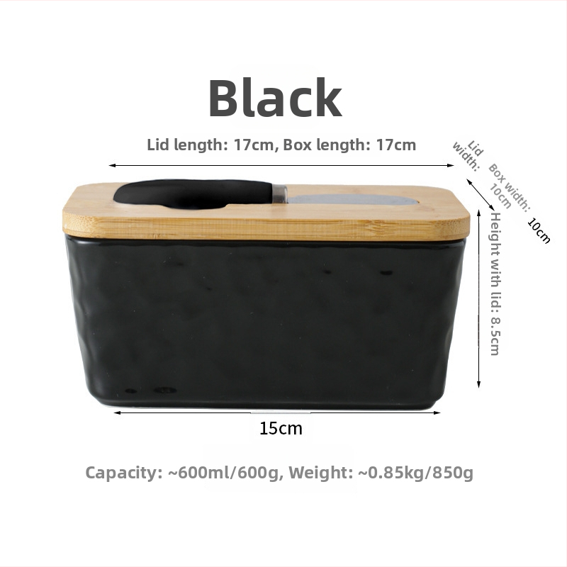 Mr. Yigua keramická dóza na maslo s nožom, dreveným viečkom, uzavretá, s veľkou kapacitou