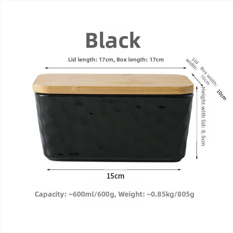 Mr. Yigua keramická dóza na maslo s nožom, dreveným viečkom, uzavretá, s veľkou kapacitou