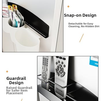 Hűtőszekrény mágneses tárolópolc oldalsó ajtóval – fém, falon szívó rögzítés, 1 réteg, lyukmentes, telepítés nélkül, konyha, fürdőszoba, nappali számára