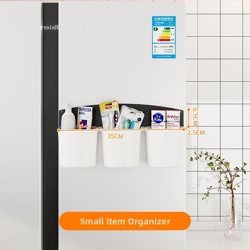 Hűtőszekrény mágneses tárolópolc oldalsó ajtóval – fém, falon szívó rögzítés, 1 réteg, lyukmentes, telepítés nélkül, konyha, fürdőszoba, nappali számára