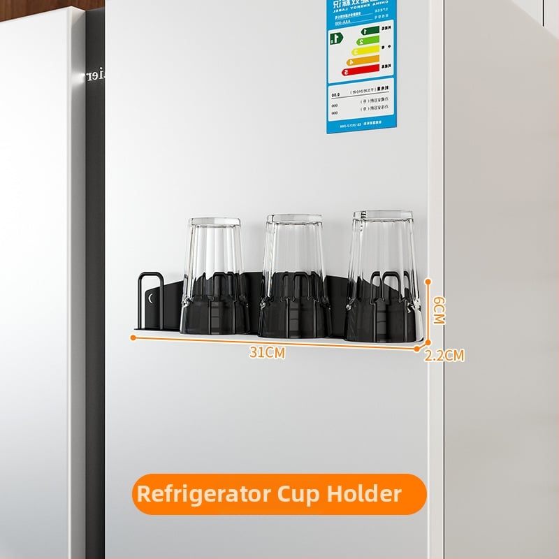 Hűtőszekrény mágneses tárolópolc oldalsó ajtóval – fém, falon szívó rögzítés, 1 réteg, lyukmentes, telepítés nélkül, konyha, fürdőszoba, nappali számára