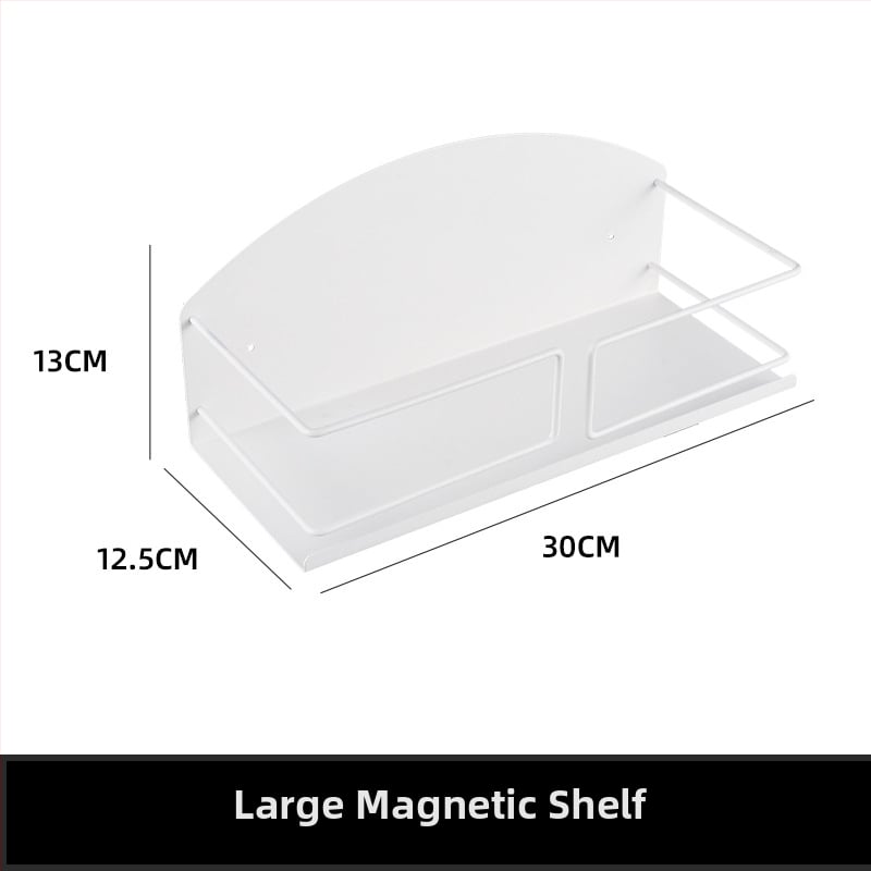 Hűtőszekrény mágneses tárolópolc oldalsó ajtóval – fém, falon szívó rögzítés, 1 réteg, lyukmentes, telepítés nélkül, konyha, fürdőszoba, nappali számára