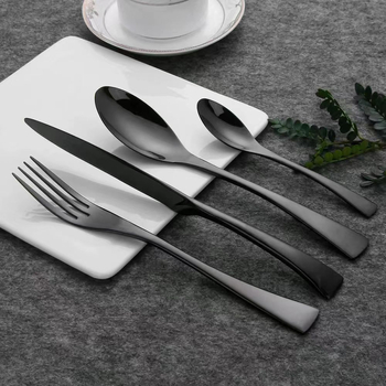 Japán stílusú vintage nyugati evőeszköz készlet, 201-es rozsdamentes acélból, matt felület, tartalmaz steak kést, villát, kanalat, kávéskanalat és gyümölcs villát