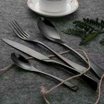 Japán stílusú vintage nyugati evőeszköz készlet, 201-es rozsdamentes acélból, matt felület, tartalmaz steak kést, villát, kanalat, kávéskanalat és gyümölcs villát