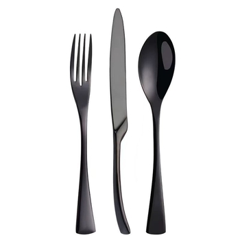 Japán stílusú vintage nyugati evőeszköz készlet, 201-es rozsdamentes acélból, matt felület, tartalmaz steak kést, villát, kanalat, kávéskanalat és gyümölcs villát