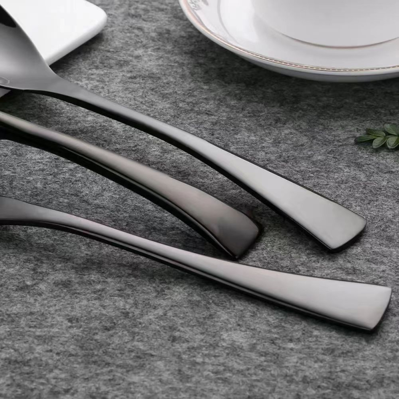 Japán stílusú vintage nyugati evőeszköz készlet, 201-es rozsdamentes acélból, matt felület, tartalmaz steak kést, villát, kanalat, kávéskanalat és gyümölcs villát