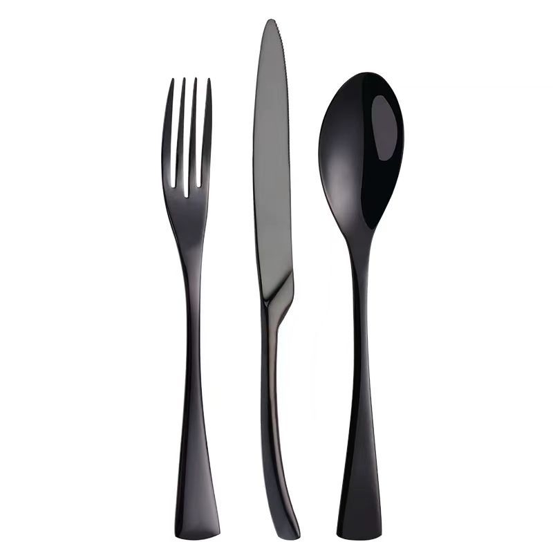 Japán stílusú vintage nyugati evőeszköz készlet, 201-es rozsdamentes acélból, matt felület, tartalmaz steak kést, villát, kanalat, kávéskanalat és gyümölcs villát