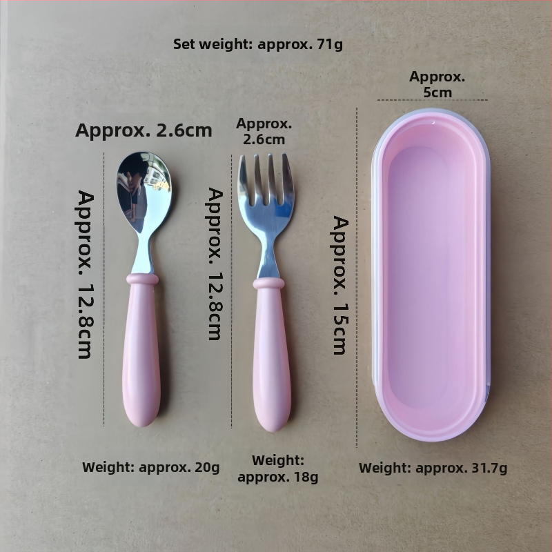 Detská súprava príborov z nerezovej ocele 304 s ABS rukoväťou, leštený zrkadlový povrch, ručne vyrobené, možnosť potlače loga