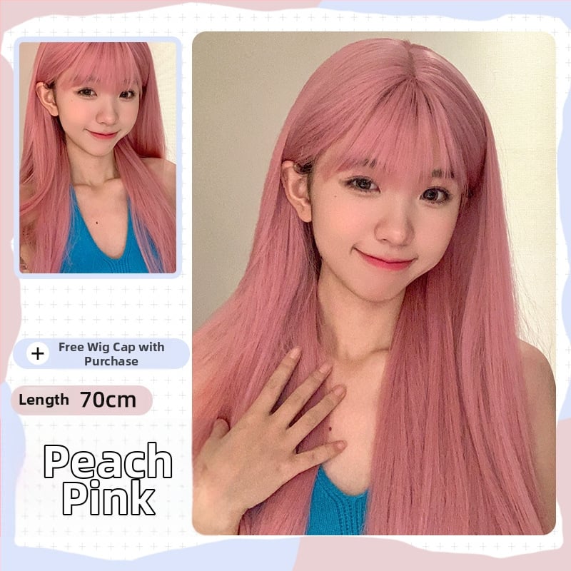 Paróka, hosszú egyenes haj Qi frufruval, hőálló rostok, élethű megjelenés