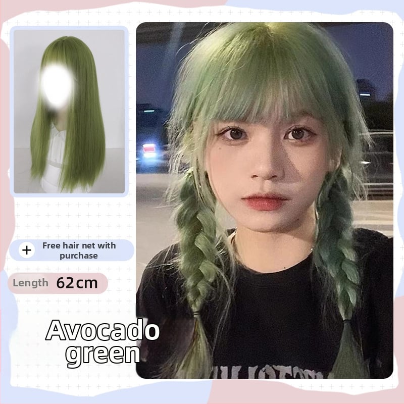 Paróka, hosszú egyenes haj Qi frufruval, hőálló rostok, élethű megjelenés