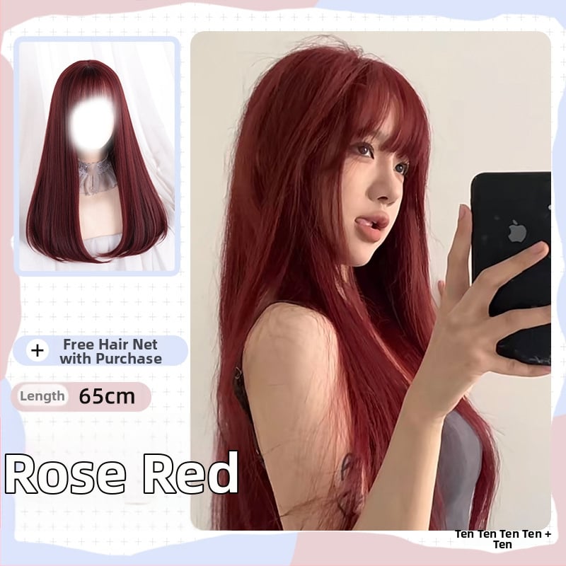 Paróka, hosszú egyenes haj Qi frufruval, hőálló rostok, élethű megjelenés