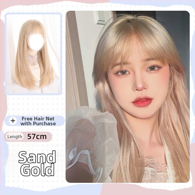 Paróka, hosszú egyenes haj Qi frufruval, hőálló rostok, élethű megjelenés