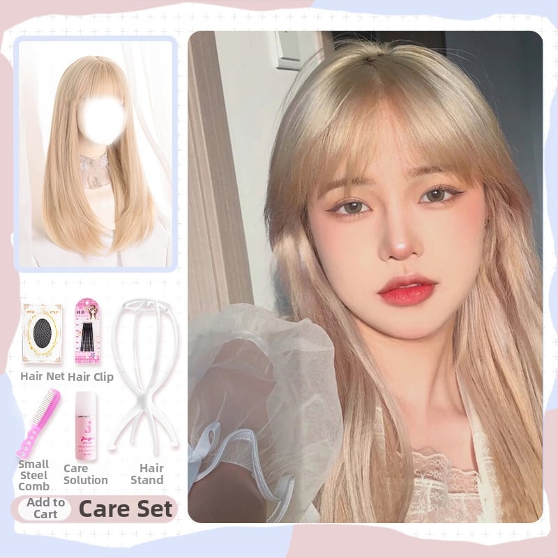 Paróka, hosszú egyenes haj Qi frufruval, hőálló rostok, élethű megjelenés