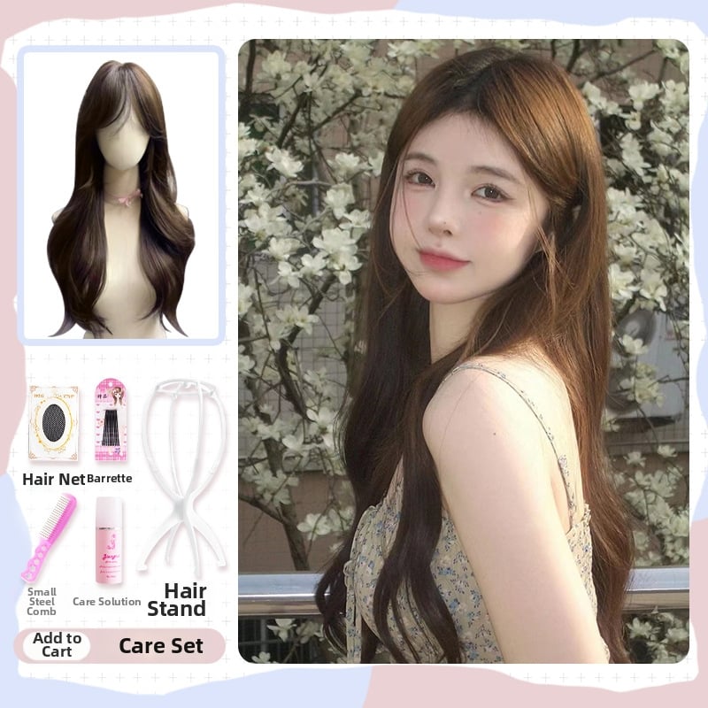 Paróka, hosszú egyenes haj Qi frufruval, hőálló rostok, élethű megjelenés