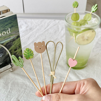 Bețișoare de fructe din bambus, de unică folosință, 100 bucăți, stil modern minimalist, șlefuit cu apă, calitate premium