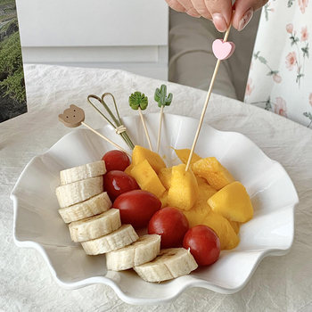 Bețișoare de fructe din bambus, de unică folosință, 100 bucăți, stil modern minimalist, șlefuit cu apă, calitate premium