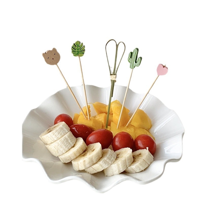 Bețișoare de fructe din bambus, de unică folosință, 100 bucăți, stil modern minimalist, șlefuit cu apă, calitate premium
