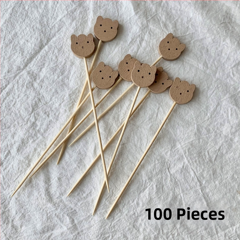 Jednorázové bambusové špáradlá na ovocie, 100 ks, moderný minimalistický štýl, vodou leštené, prémiová kvalita