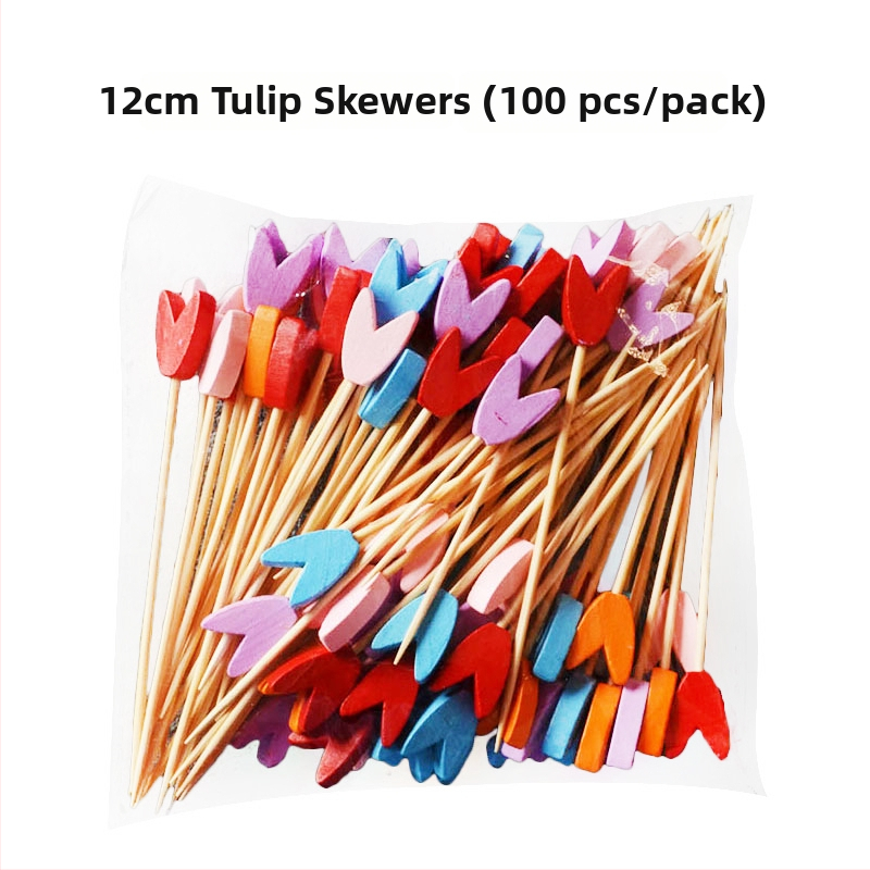 Jednorázové bambusové špáradlá na ovocie, 100 ks, moderný minimalistický štýl, vodou leštené, prémiová kvalita