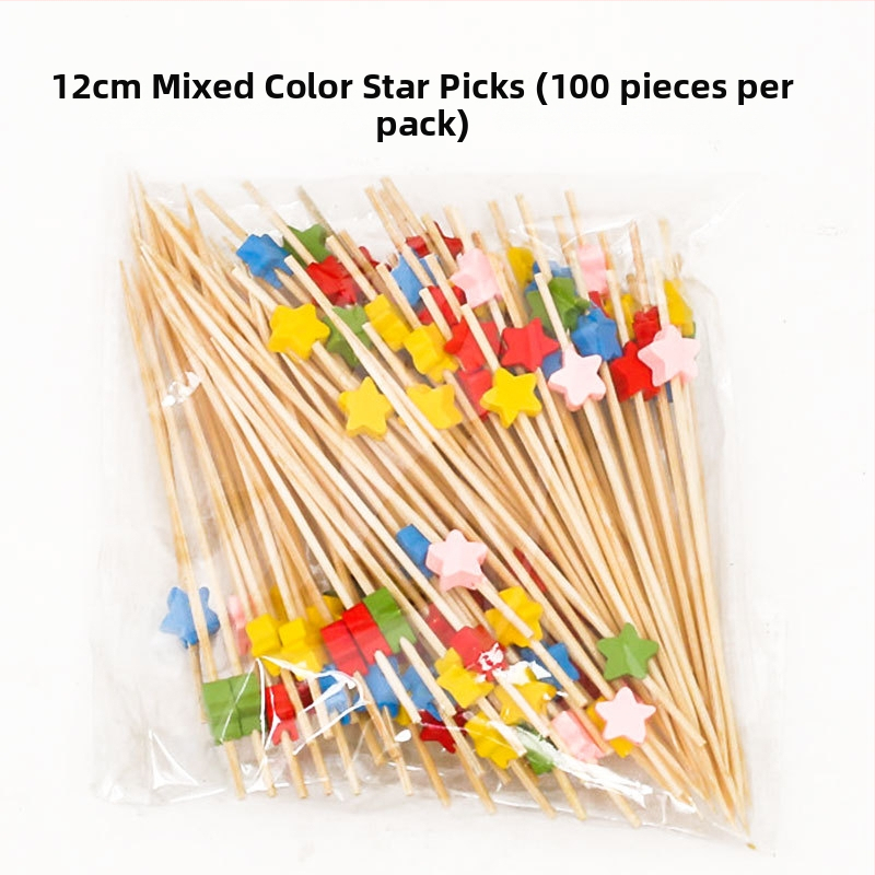 Jednorázové bambusové špáradlá na ovocie, 100 ks, moderný minimalistický štýl, vodou leštené, prémiová kvalita