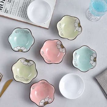 Japanski keramički tanjur za umake i začine, nepravilnog oblika, kineskog stila, s logom, pogodan za dar