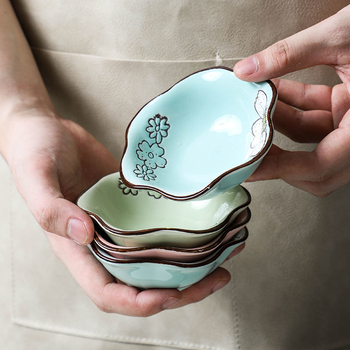 Japanski keramički tanjur za umake i začine, nepravilnog oblika, kineskog stila, s logom, pogodan za dar