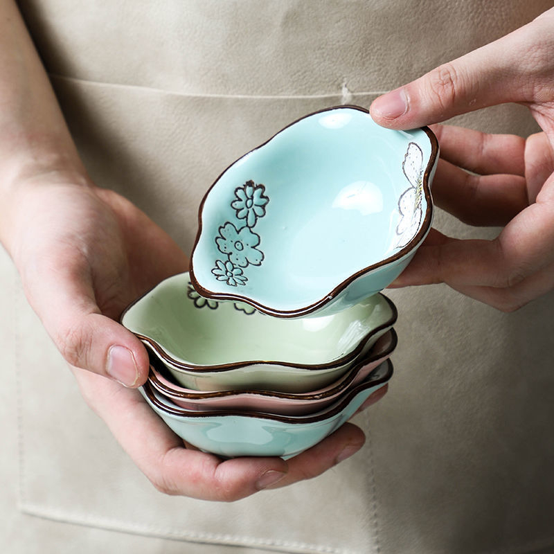 Japanski keramički tanjur za umake i začine, nepravilnog oblika, kineskog stila, s logom, pogodan za dar