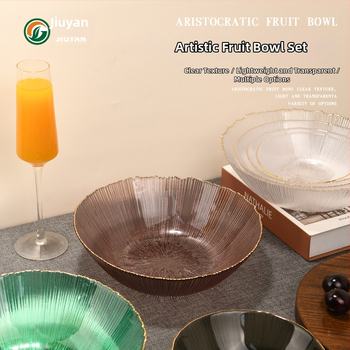 Set de boluri din sticlă Jiuyan, rotund, compatibil cu microundele, motif artificii, sticlă rezistentă la temperaturi