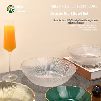 Set de boluri din sticlă Jiuyan, rotund, compatibil cu microundele, motif artificii, sticlă rezistentă la temperaturi