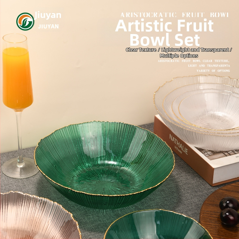 Set de boluri din sticlă Jiuyan, rotund, compatibil cu microundele, motif artificii, sticlă rezistentă la temperaturi