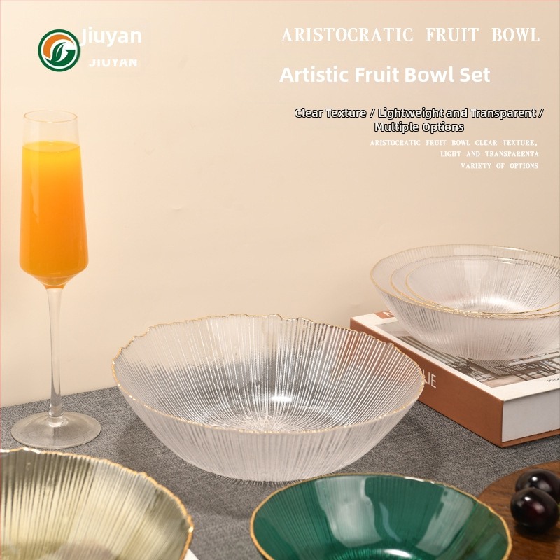 Jiuyan комплект стъклени купи, кръгли, подходящи за микровълнова печка, мотив фойерверк, термоустойчиво стъкло