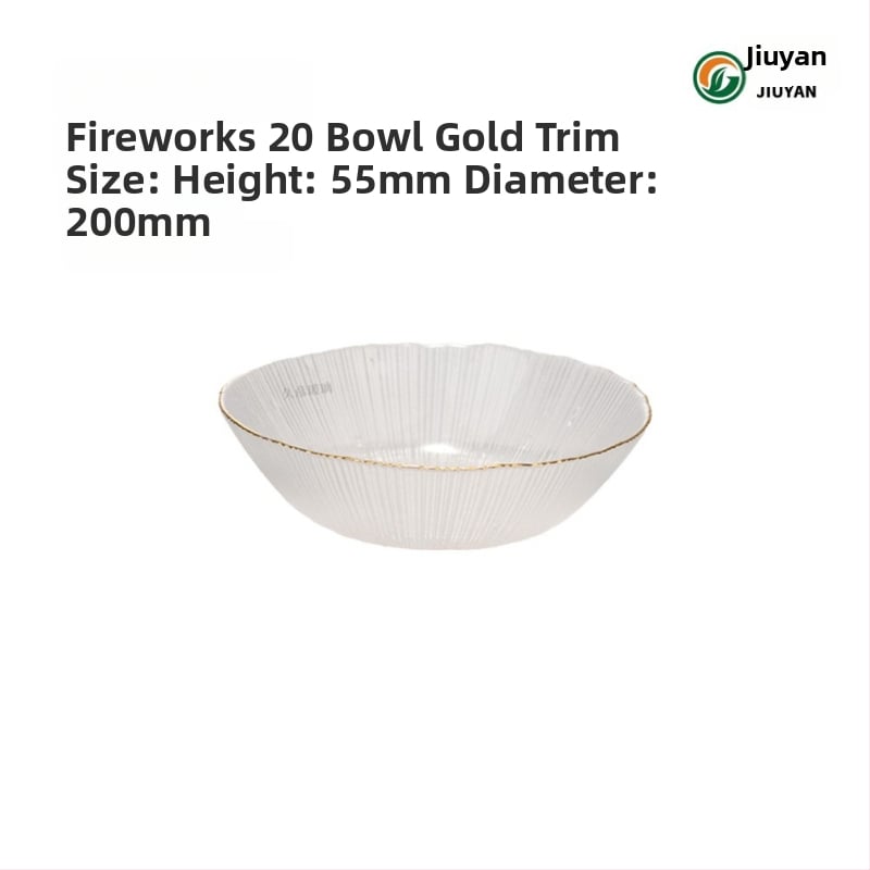 Set de boluri din sticlă Jiuyan, rotund, compatibil cu microundele, motif artificii, sticlă rezistentă la temperaturi