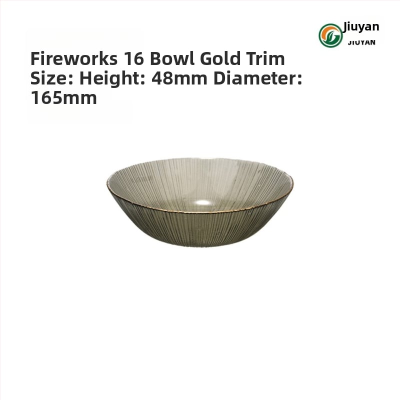 Set de boluri din sticlă Jiuyan, rotund, compatibil cu microundele, motif artificii, sticlă rezistentă la temperaturi