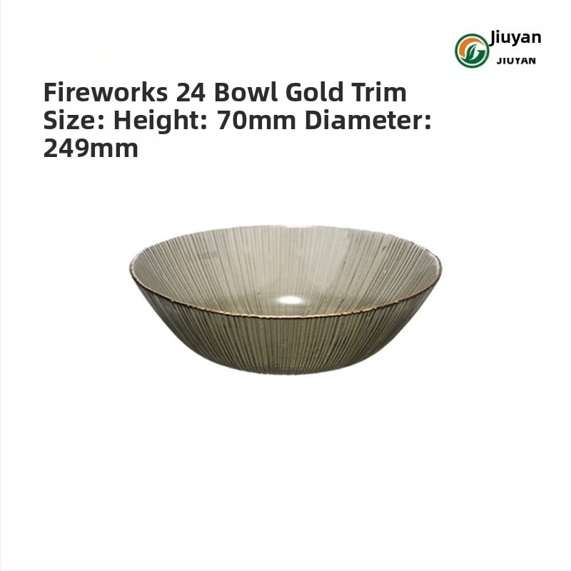 Set de boluri din sticlă Jiuyan, rotund, compatibil cu microundele, motif artificii, sticlă rezistentă la temperaturi