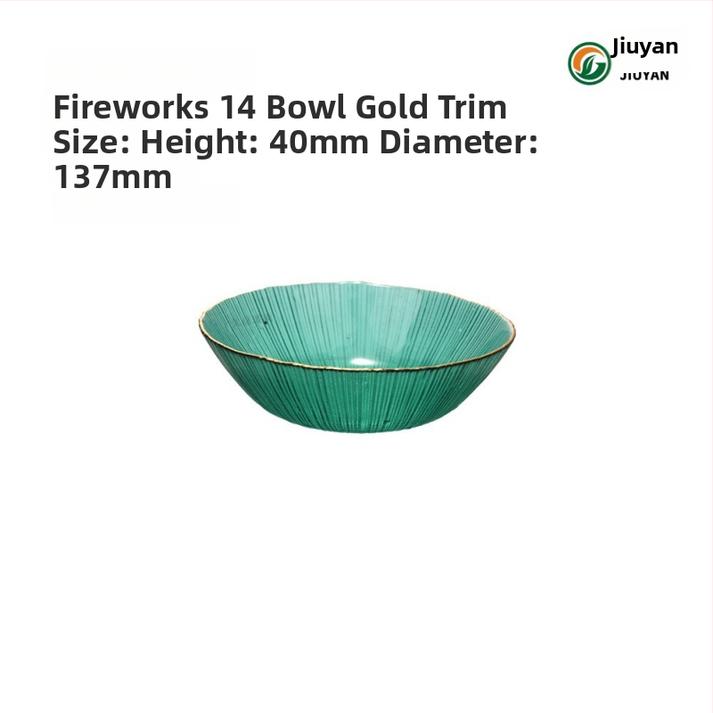 Set de boluri din sticlă Jiuyan, rotund, compatibil cu microundele, motif artificii, sticlă rezistentă la temperaturi