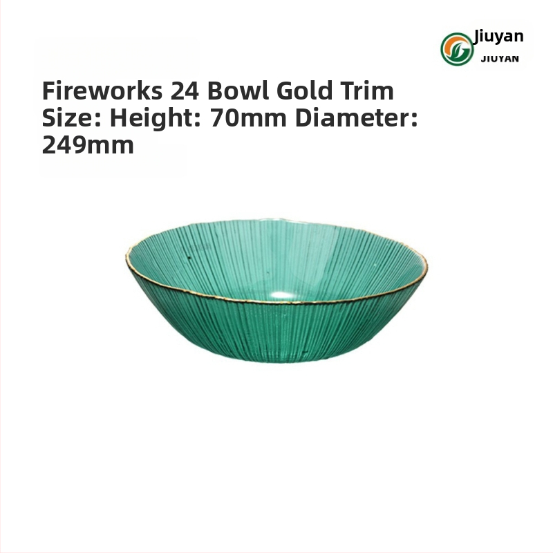 Set de boluri din sticlă Jiuyan, rotund, compatibil cu microundele, motif artificii, sticlă rezistentă la temperaturi