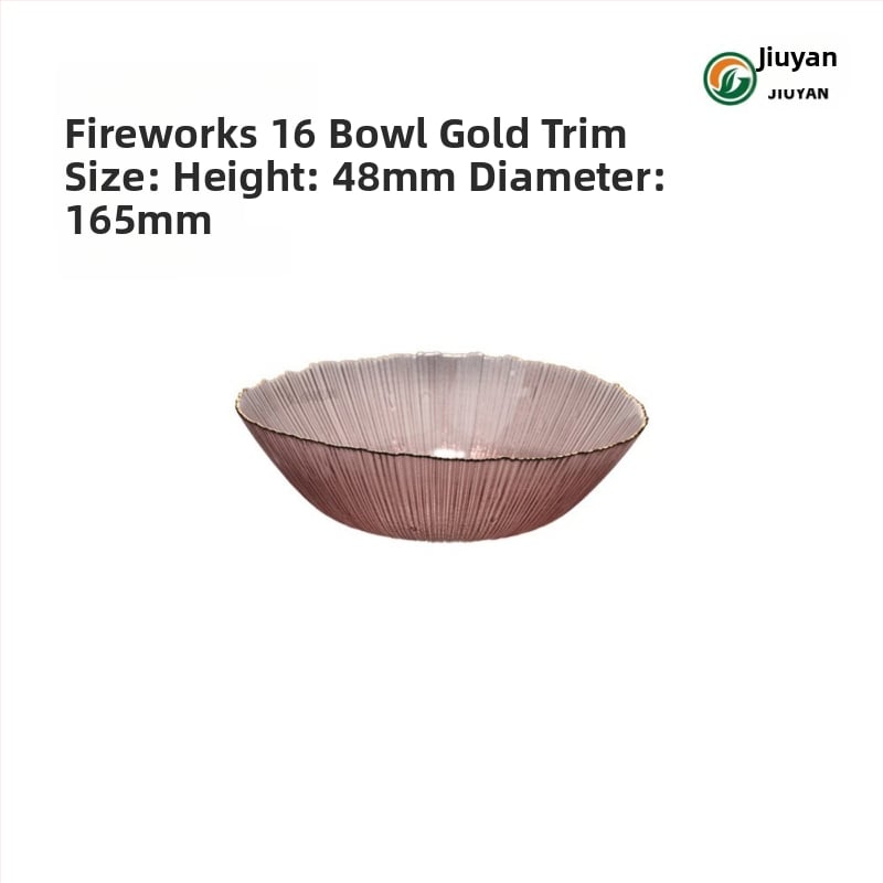 Set de boluri din sticlă Jiuyan, rotund, compatibil cu microundele, motif artificii, sticlă rezistentă la temperaturi