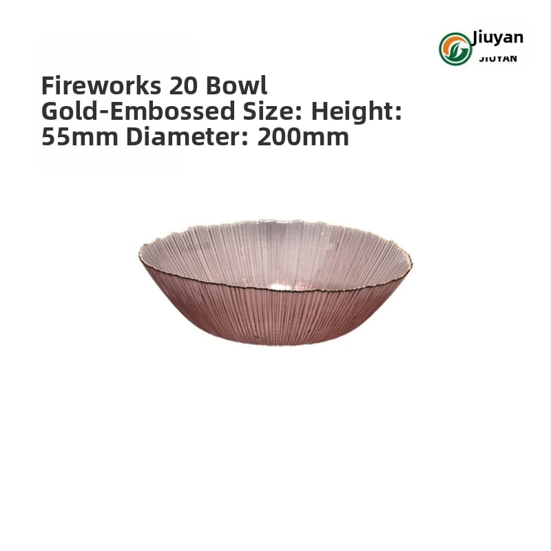 Set de boluri din sticlă Jiuyan, rotund, compatibil cu microundele, motif artificii, sticlă rezistentă la temperaturi