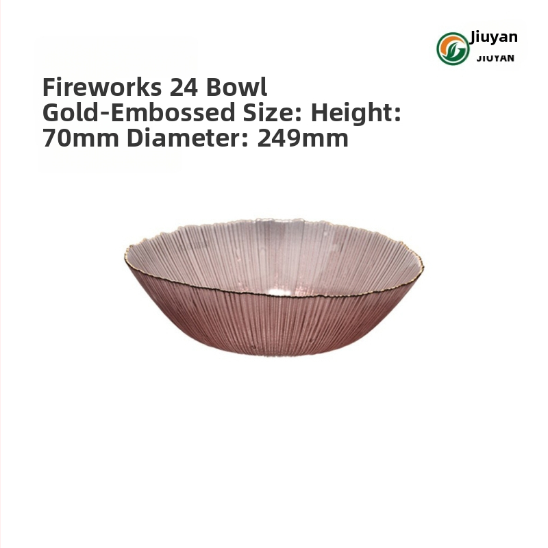 Set de boluri din sticlă Jiuyan, rotund, compatibil cu microundele, motif artificii, sticlă rezistentă la temperaturi