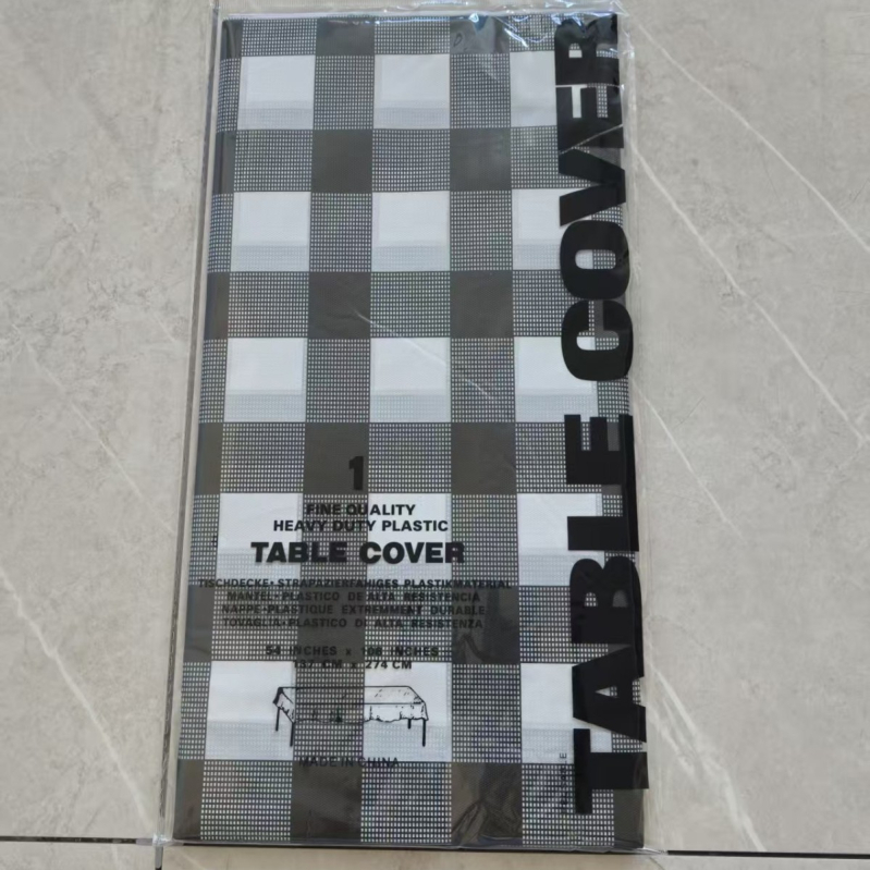Jednokratna plastična stolna krpa, pravokutni karirani uzorak, debeli, PE/polyetilen, debljina 3 silk