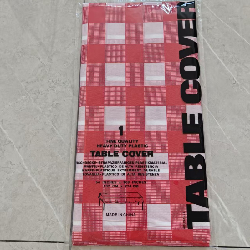 Jednokratna plastična stolna krpa, pravokutni karirani uzorak, debeli, PE/polyetilen, debljina 3 silk