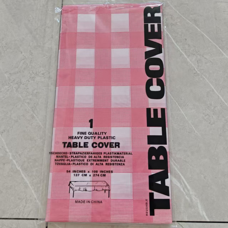 Jednokratna plastična stolna krpa, pravokutni karirani uzorak, debeli, PE/polyetilen, debljina 3 silk