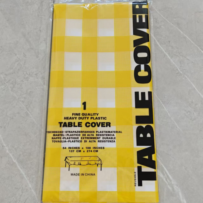 Jednokratna plastična stolna krpa, pravokutni karirani uzorak, debeli, PE/polyetilen, debljina 3 silk