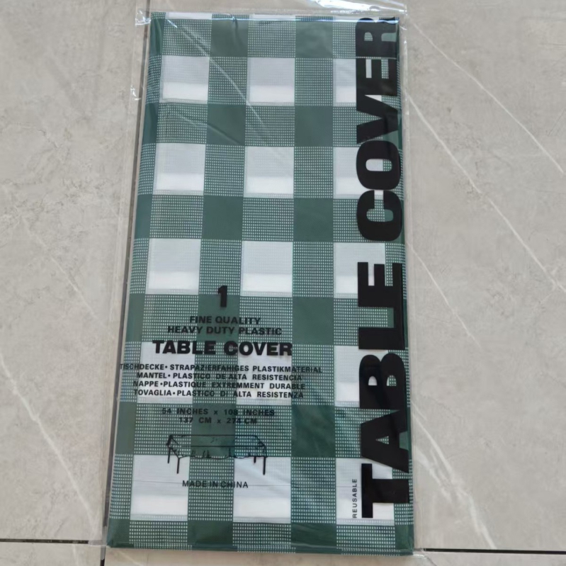 Jednokratna plastična stolna krpa, pravokutni karirani uzorak, debeli, PE/polyetilen, debljina 3 silk