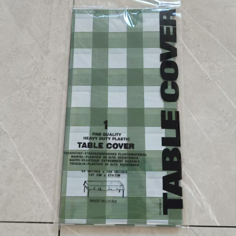 Jednokratna plastična stolna krpa, pravokutni karirani uzorak, debeli, PE/polyetilen, debljina 3 silk